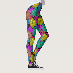 Bright Floral Design Yoga Pants Leggings