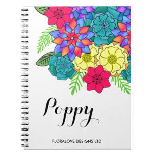 Bright Floral Designer Colourful Pretty Flower Notebook
