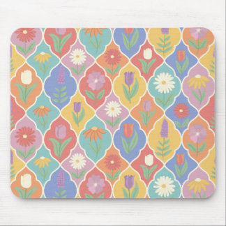 Bright Floral Frame Pattern – Colorful Botanical Mouse Mat
