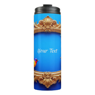 Bright Floral Frame With Colourful Birds Thermal Tumbler