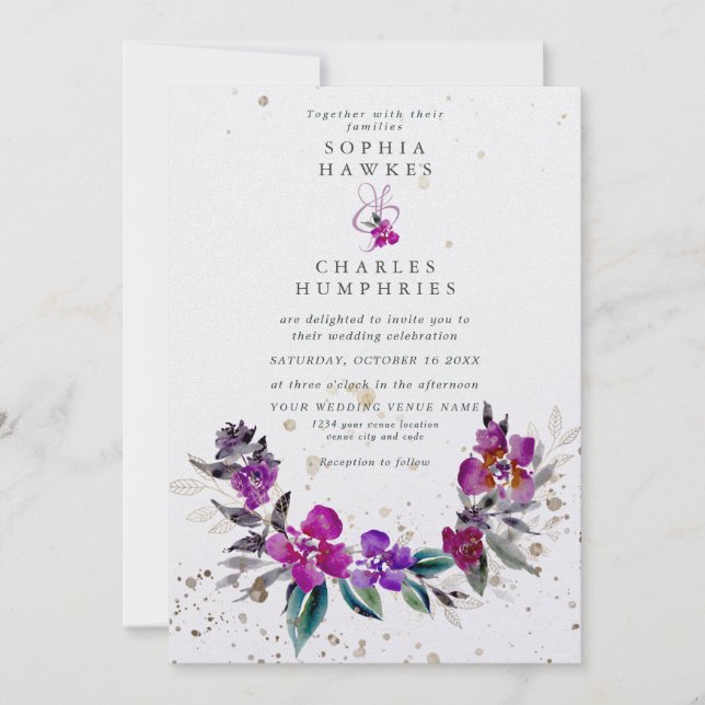 Bright Floral Frame with gold detail Holiday Card (Front)