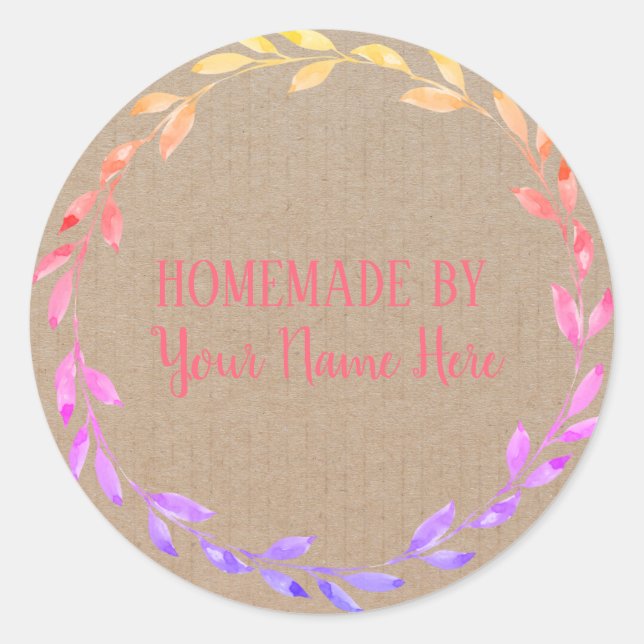 Bright Floral Kraft Home Baked goods label (Front)