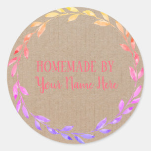Bright Floral Kraft Home Baked goods label