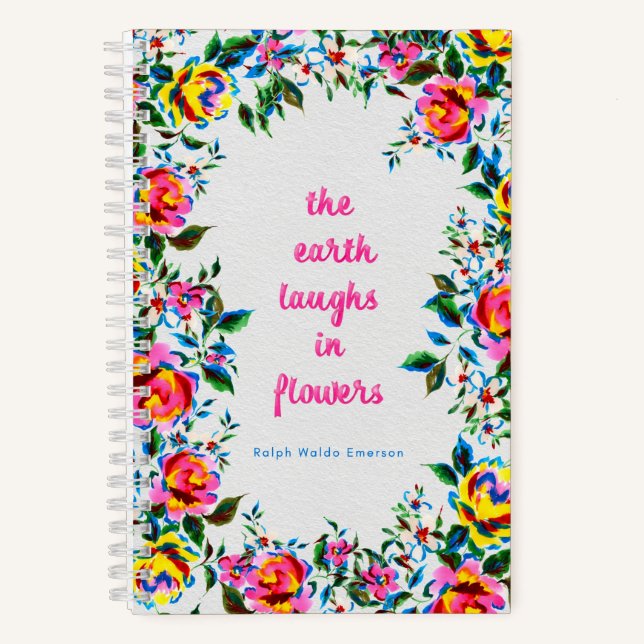 Bright Floral Laughter Dot Grid Journal (Front)