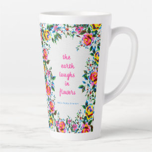 Bright Floral Laughter Dot Grid Journal Latte Mug