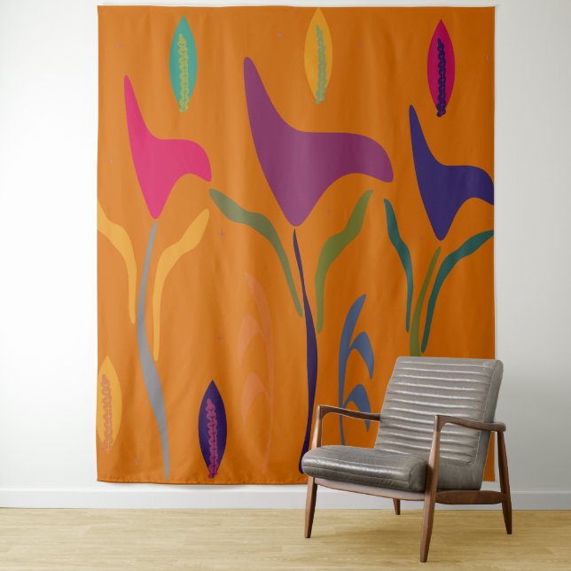 Bright Floral  Lily Tropical Vibe Tapestry (In Situ)