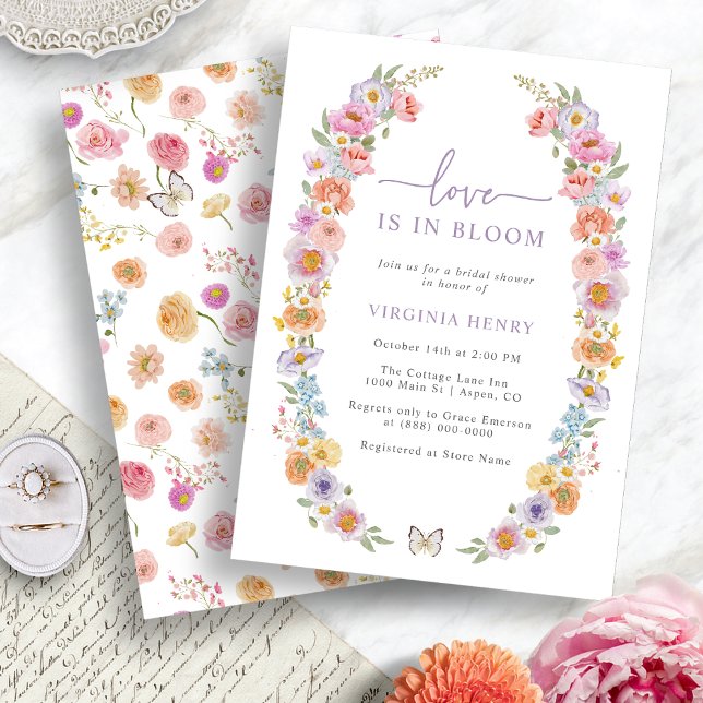 Bright Floral Love In Bloom Bridal Shower Invitation (Bright Floral Love In Bloom Bridal Shower Invitation by Painted Paperie
)