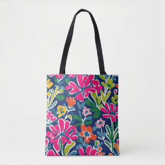 Bright floral matisse style art tote bag