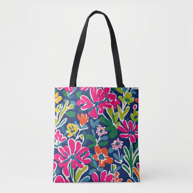 Bright floral matisse style art tote bag (Front)