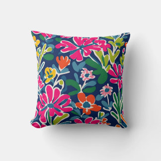 Bright floral matisse style throw cushion
