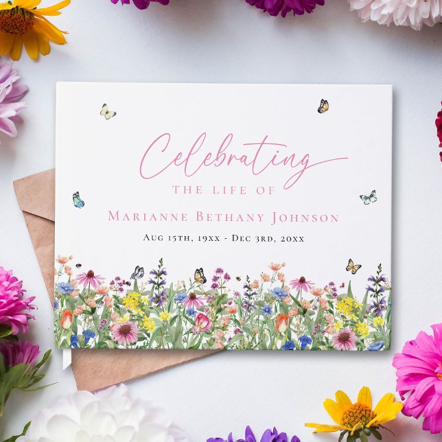 Bright Floral Memorial Celebration of Life Guest Book (Creator Uploaded)