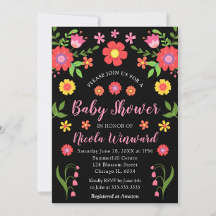 Bright Floral Mexican Fiesta Baby Shower Invitation