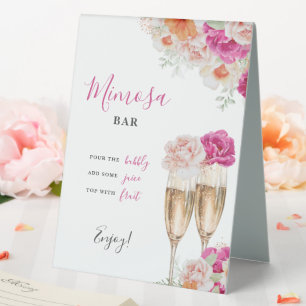 Bright Floral Mimosa Bar Bridal Shower Table Sign