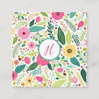 Bright Floral Monogram  Enclosure Card