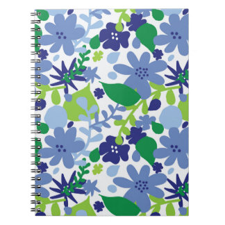 Bright Floral Multi Green and Blue Spiral Notebook