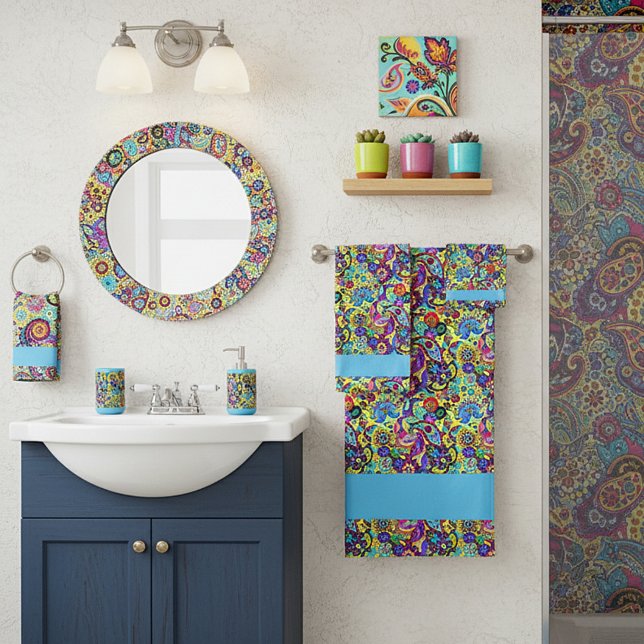 Bright floral paisley bath towel set (Creator Uploaded)