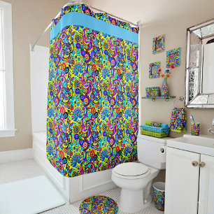Bright floral paisley shower curtain