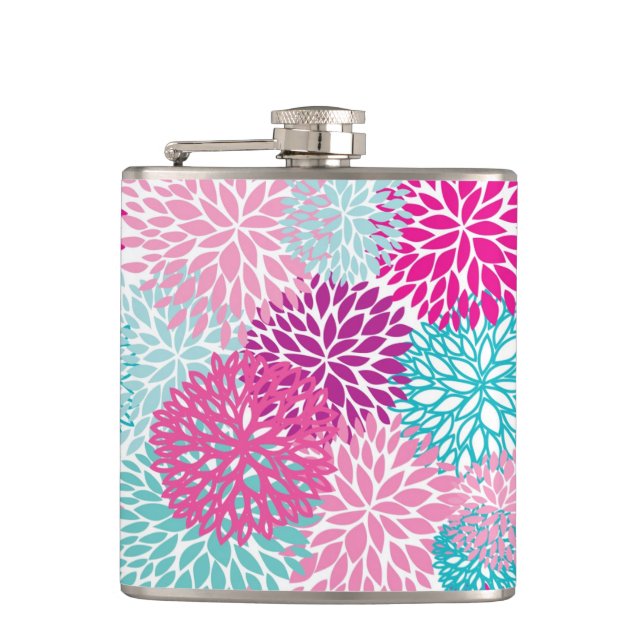 Bright Floral pattern 2 Hip Flask (Front)