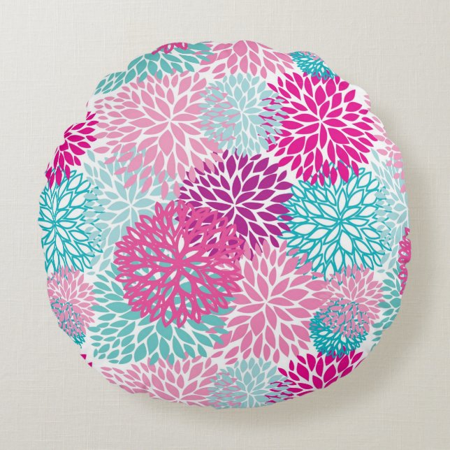 Bright Floral pattern 2 Round Cushion (Front)