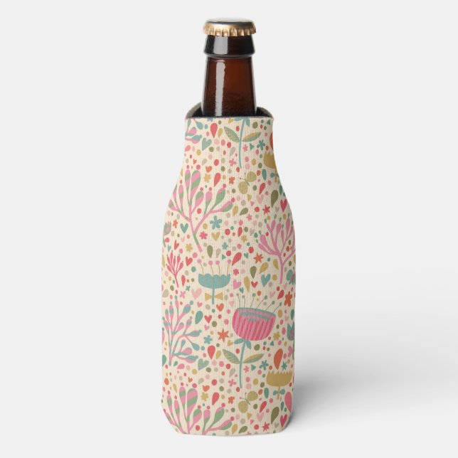 Bright floral pattern bottle cooler (Bottle Front)