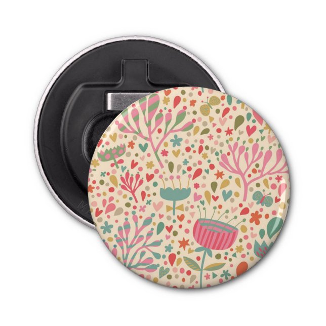 Bright floral pattern bottle opener (Front)