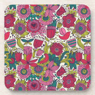 Bright floral pattern coaster