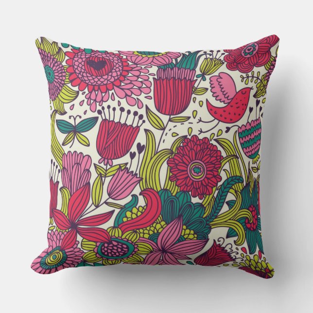 Bright floral pattern cushion (Front)