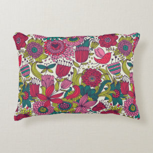 Bright floral pattern decorative cushion