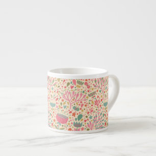 Bright floral pattern espresso cup