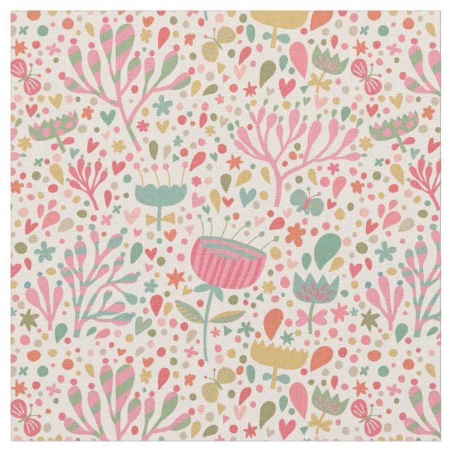Bright floral pattern fabric (Close Up)