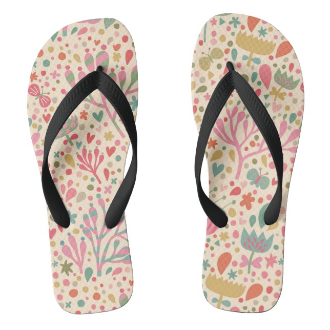 Bright floral pattern flip flops (Footbed)