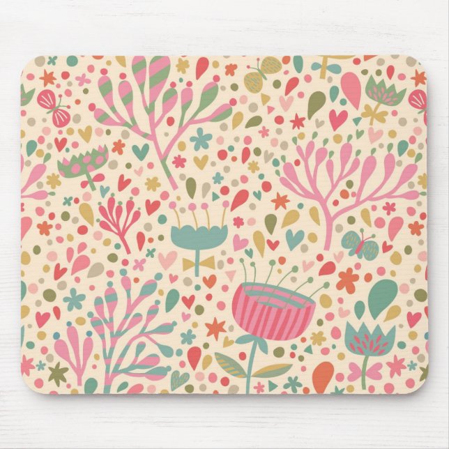 Bright floral pattern mouse mat (Front)