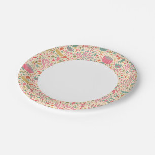 Bright floral pattern paper plate