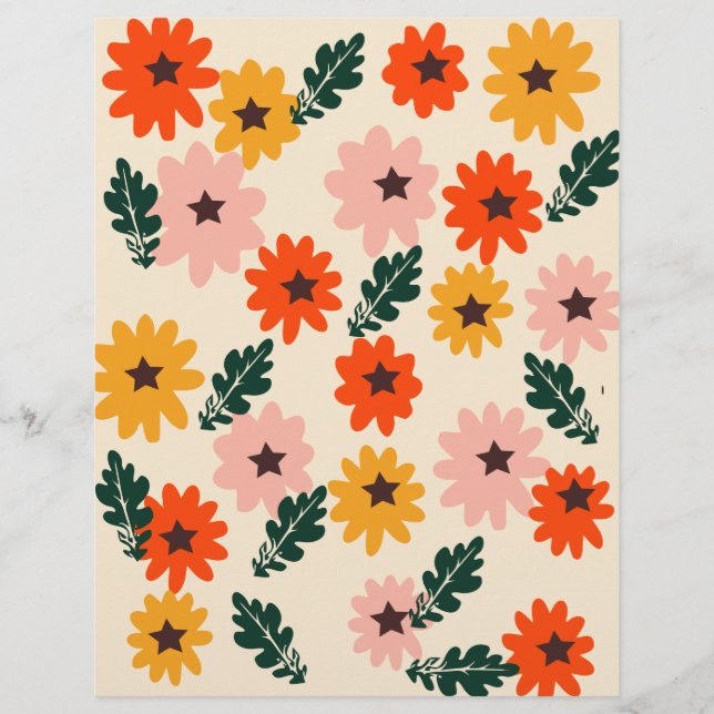 Bright Floral Pattern Scrapbook Paper (Front)