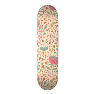 Bright floral pattern skateboard