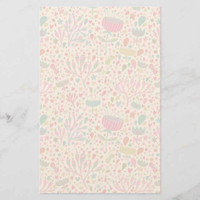 Bright floral pattern stationery (Front)