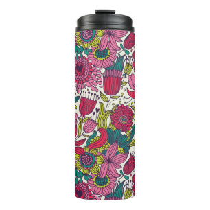 Bright floral pattern thermal tumbler