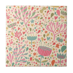 Bright floral pattern tile