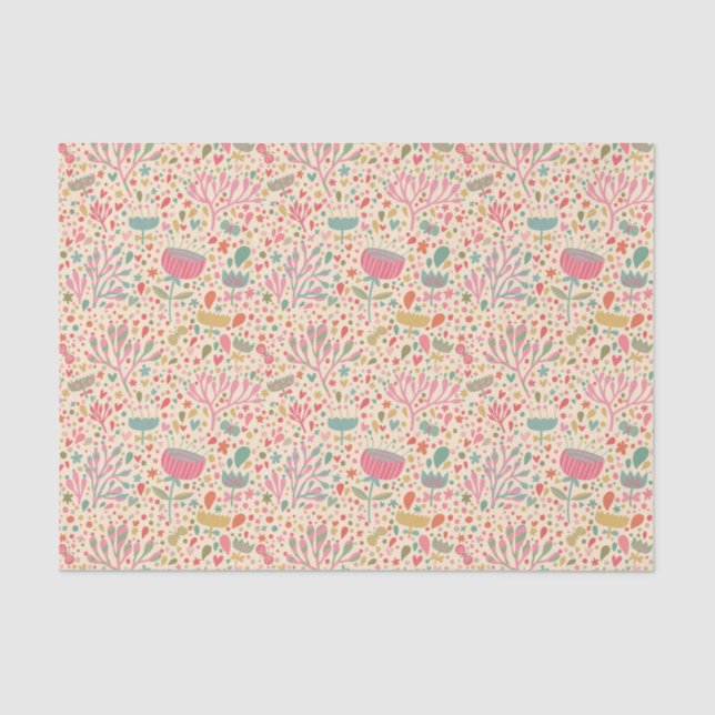 Bright floral pattern tissue paper (Front)