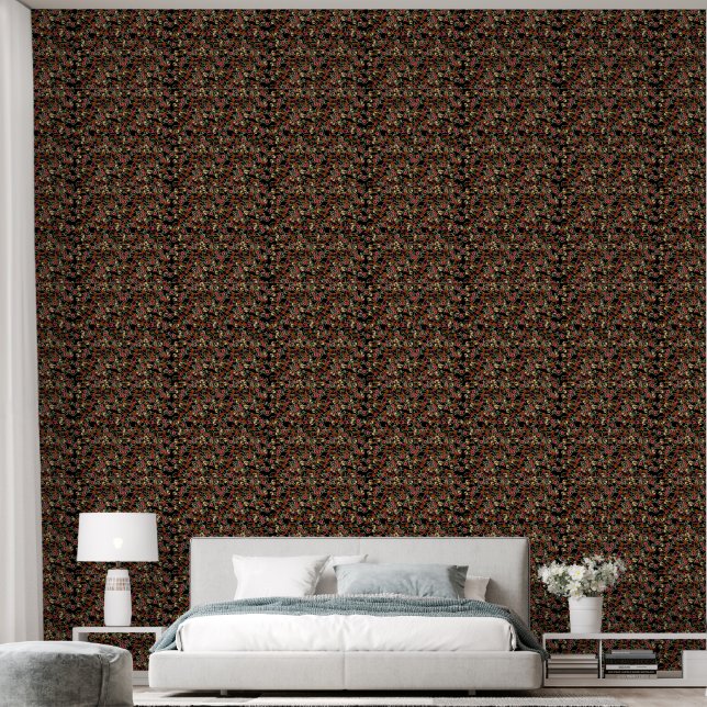 Bright Floral Pattern with Green Foliage Wallpaper (Bedroom)