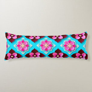 Bright Floral Pattern with Pink Flowers Body Cushion