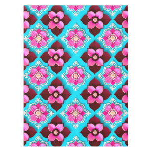 Bright Floral Pattern with Pink Flowers Tablecloth