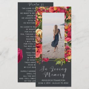 Bright Floral Photo Prayer Card Sympathy Card