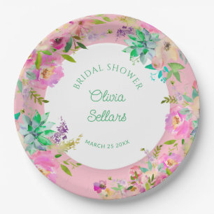 Bright Floral Profusion Bridal Shower Paper Plate