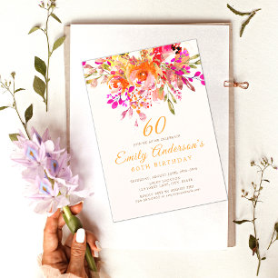 Bright Floral Romantic 60th Birthday Party Invitation