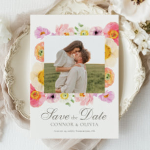 Bright Floral Save the Date Card