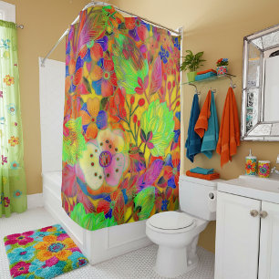 Bright floral shower curtain