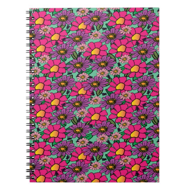 Bright floral Spiral Notebook (Front)