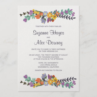 Bright Floral Spring Wedding Invitation