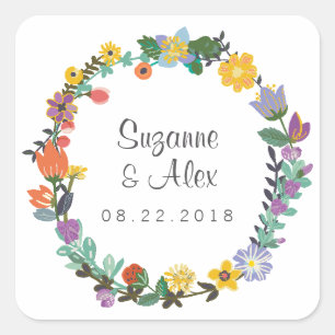 Bright Floral Spring Wedding Sticker